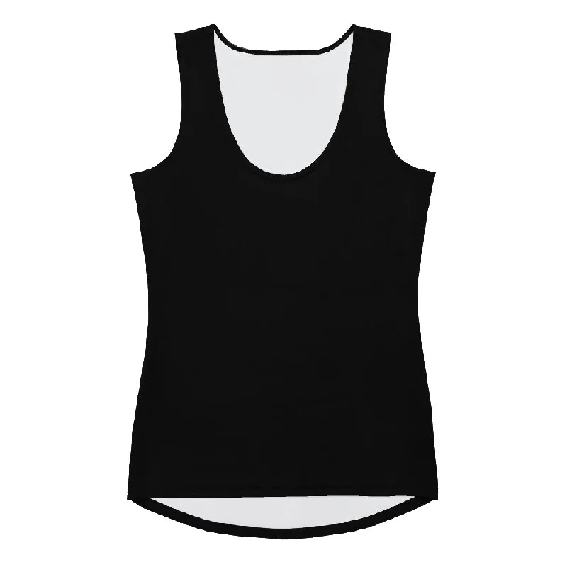 Women's Solid Black Athletic Swim Tank Top cherry red tank
