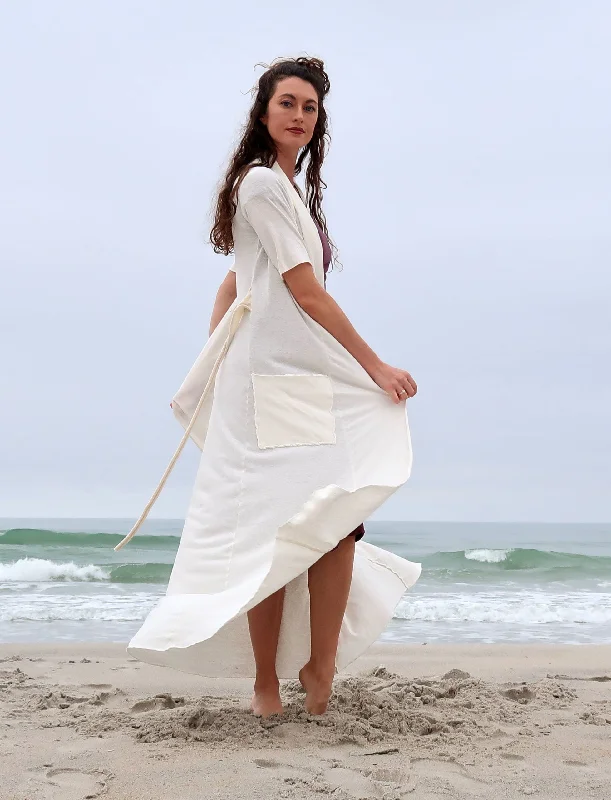 Simplicity Belted Long Cardigan Satin Fabric Silk Fabric Chiffon Fabric