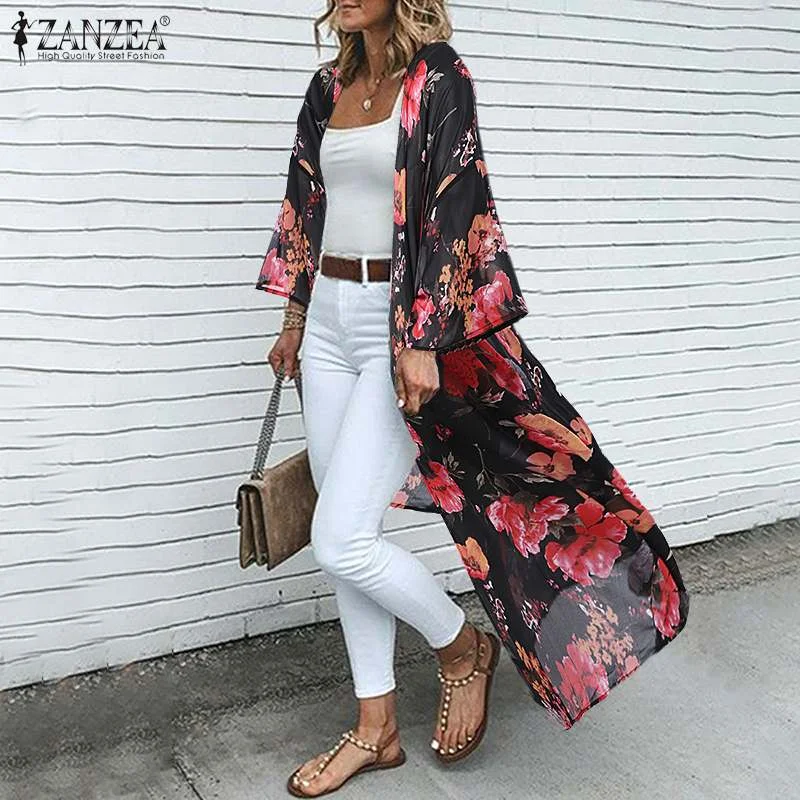 Bohemian Printed Maxi Kimono Women's Summer Blouses ZANZEA 2023 Casual Long Sleeve Cover Up Female Floral Tunic Cardigan Tops Jersey Fabric Tulle Fabric Batik Fabric Bohemian Printed Maxi Kimono Women's Summer Blouses ZANZEA 2023 Casual Long Sleeve Cover Up Female Floral Tunic Cardigan Tops Jersey Fabric Tulle Fabric Batik Fabric