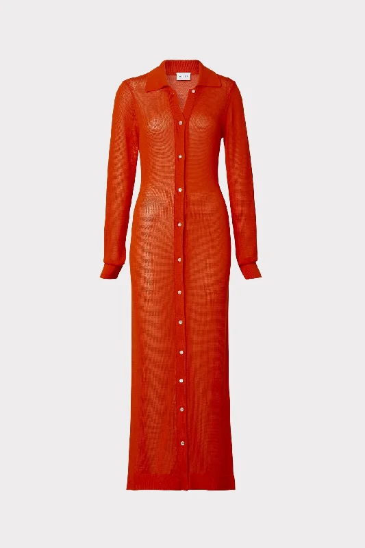 Maxi Polo Cardigan Dress Open Front Closed Front Wrap Front