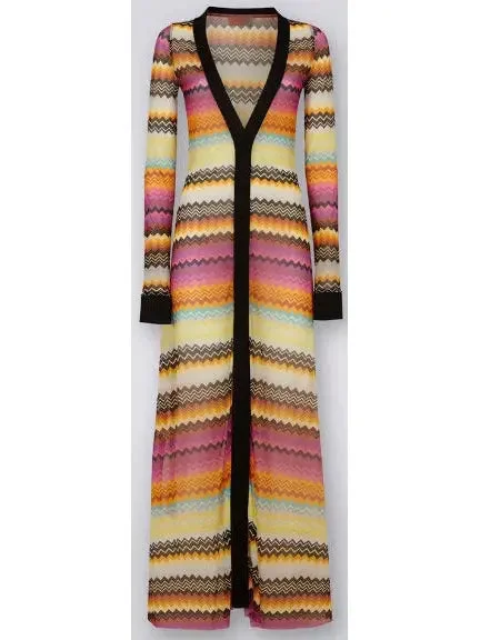 Multicolored Tulle Zigzag Cover up Cardigan Dress Hooded Cardigan Collared Cardigan Shawl Collar Multicolored Tulle Zigzag Cover up Cardigan Dress Hooded Cardigan Collared Cardigan Shawl Collar