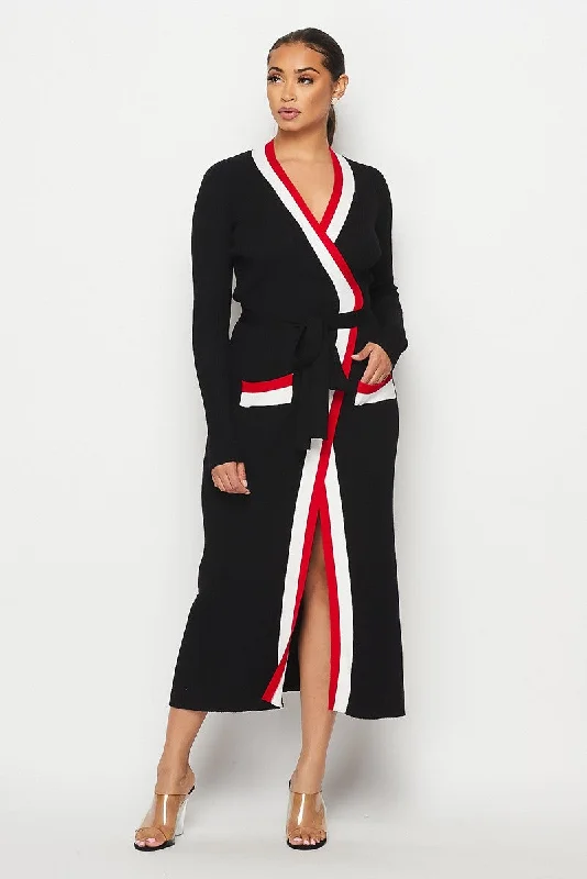 Sonoma Overwrap Sweater Long Cardigan Dress Boat Neck Shawl Collar Notched Collar