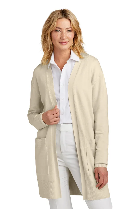 Mercer+Mettle Womens Open Front Cardigan Sweater - Birch Denim Fabric Leather Fabric Suede Fabric