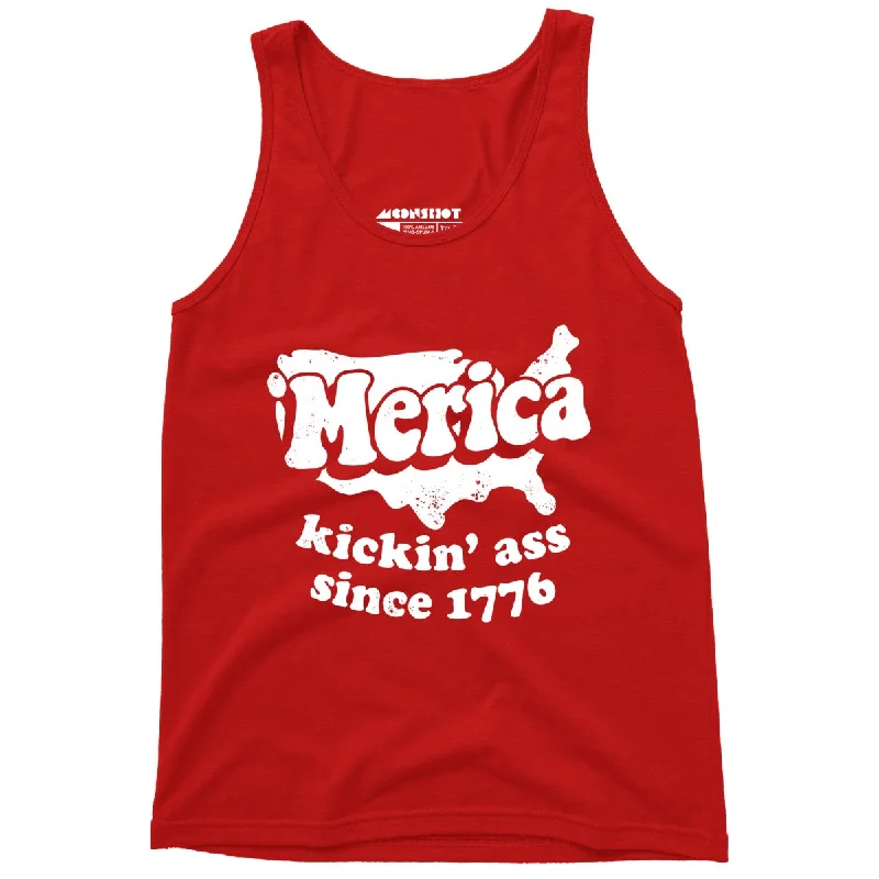 'Merica Kickin' Ass Since 1776 - Unisex Tank Top lemon yellow tank