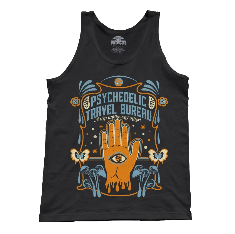 Unisex Psychedelic Travel Bureau Tank Top white tank top
