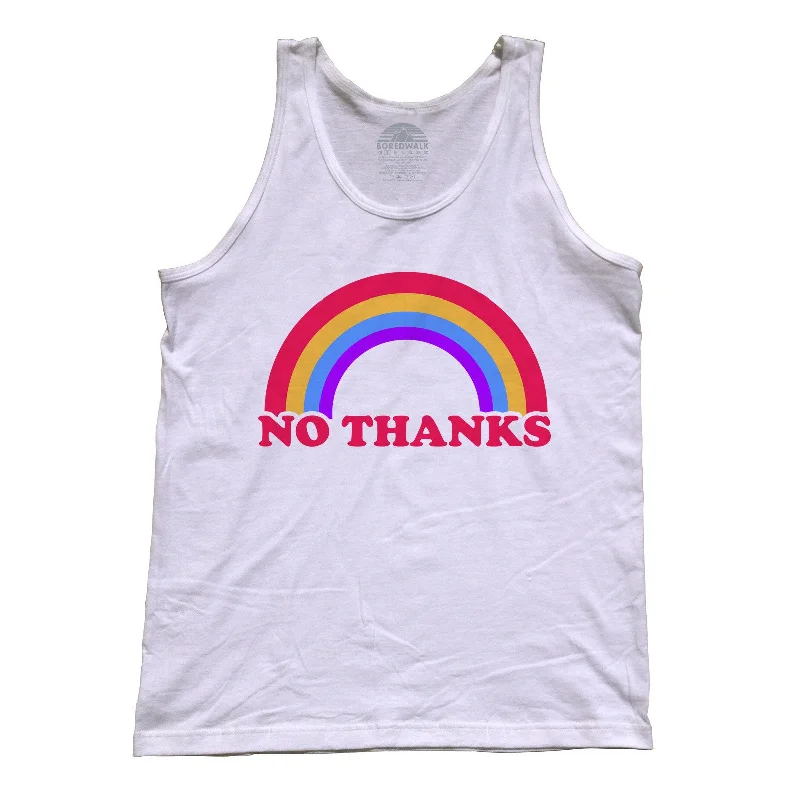 Unisex Rainbow No Thanks Tank Top - No Thank You Sarcastic Shirt Ironic Shirt - Nope Shirt - Introvert strapless tank top