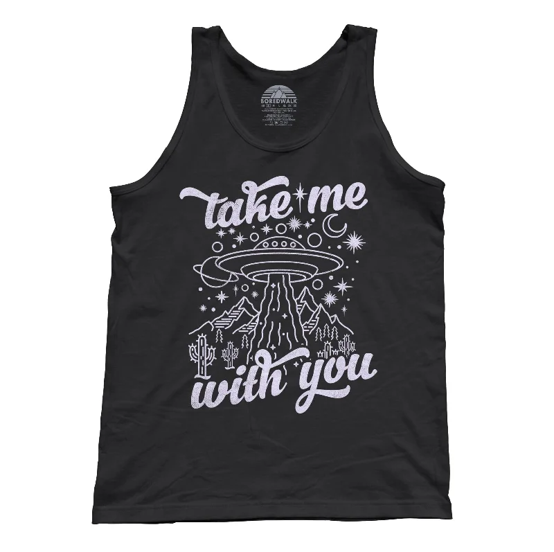Unisex Take Me With You Alien UFO Shirt Tank Top rhinestone tank top