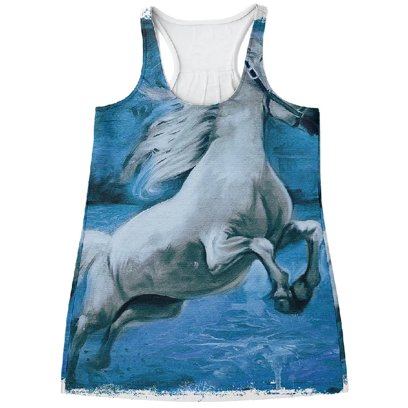 White Horse Painting Print Women's Racerback Tank Top coral tank top