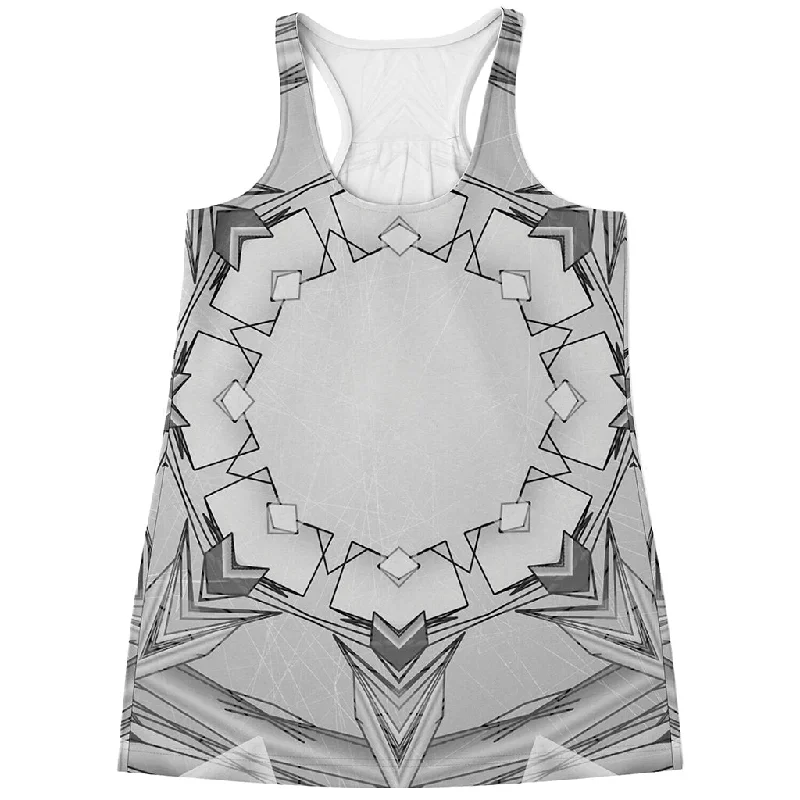 White Kaleidoscope Print Women's Racerback Tank Top neon tank top