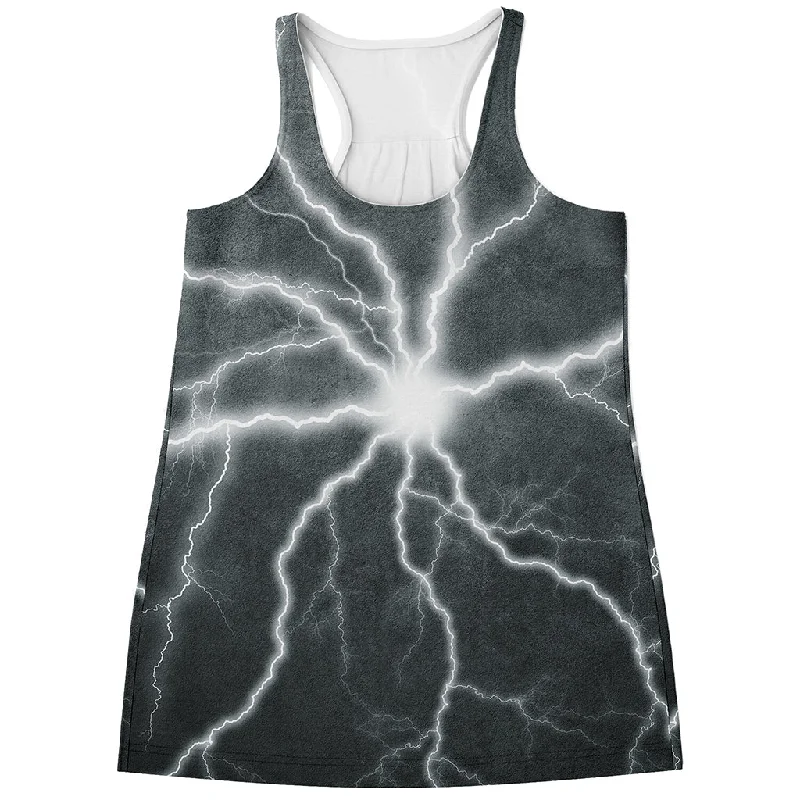White Lightning Print Women's Racerback Tank Top cozy tank top