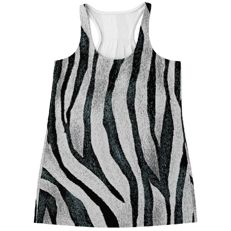 White Tiger Stripe Pattern Print Women's Racerback Tank Top striped tank top