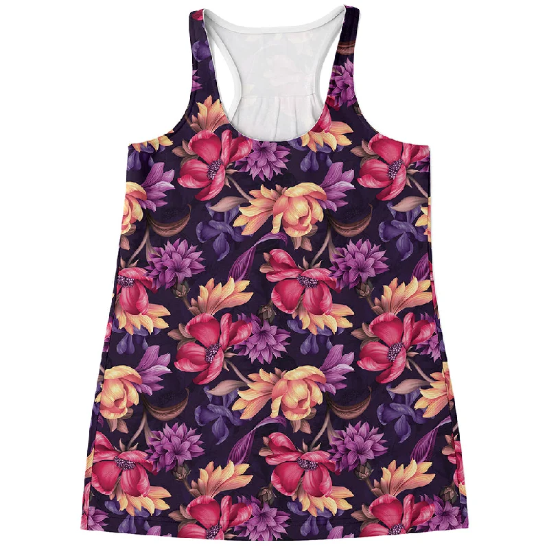 Wild Flower Print Women's Racerback Tank Top strappy tank top