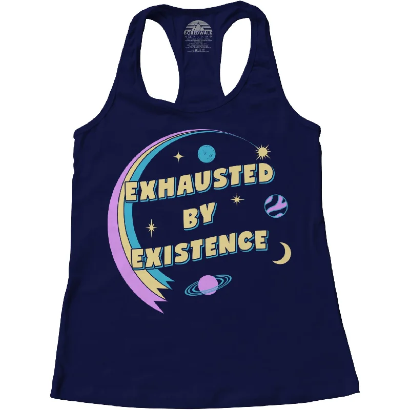 Women's Exhausted By Existence Racerback Tank Top lime green tank
