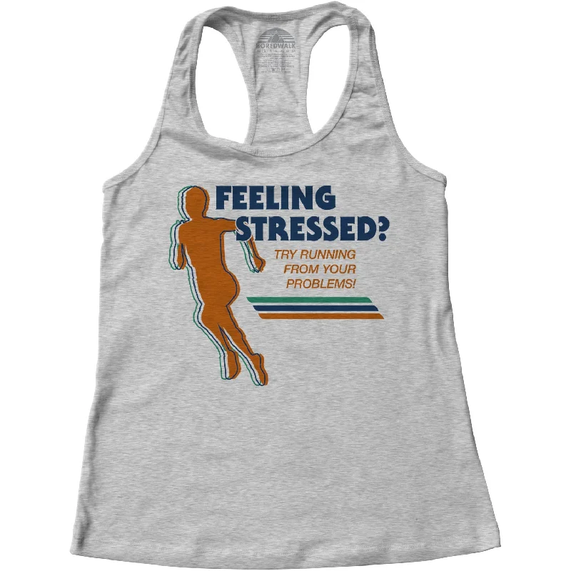 Women's Feeling Stressed? Try Running from Your Problems Racerback Tank Top vintage tank top