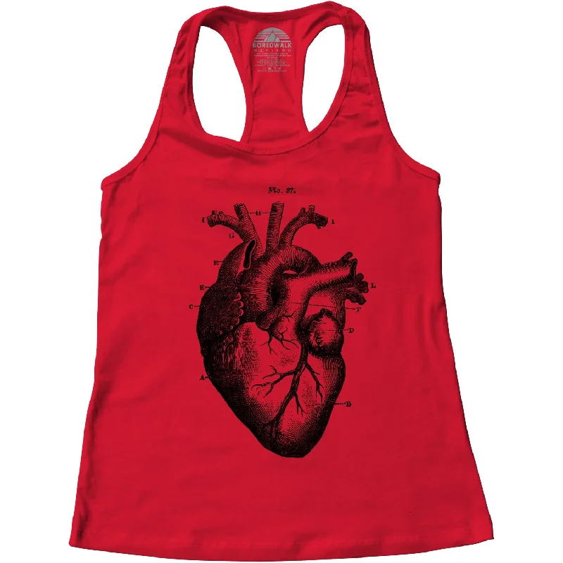 Women's Heart Anatomy Diagram Racerback Tank Top slim fit tank