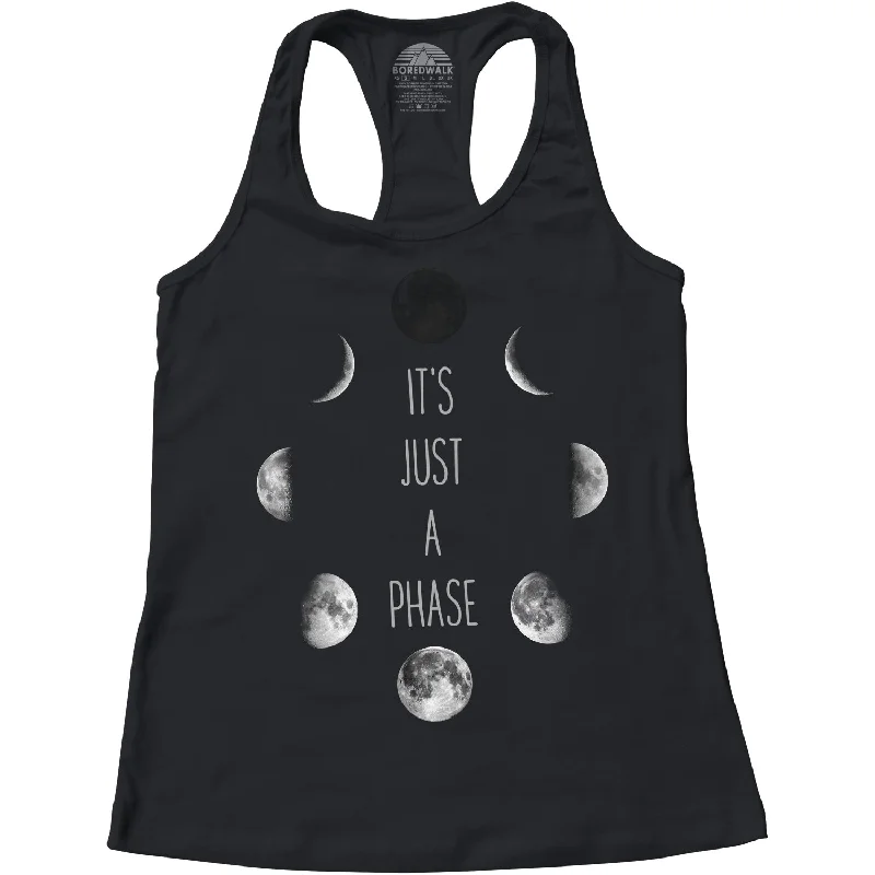 Women's It's Just a Phase Moon Racerback Tank Top lemon yellow tank