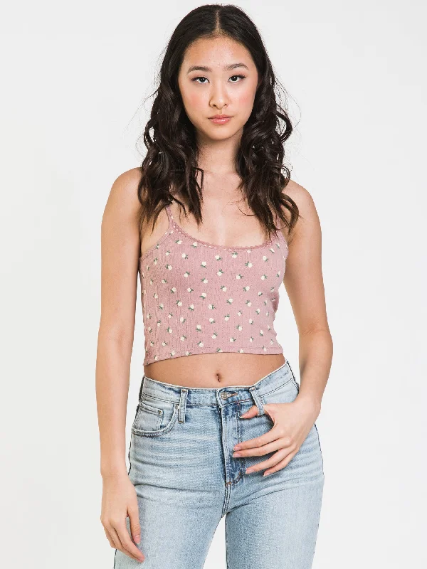 HARLOW KIKI POINTELLE DITSY Tank Top - CLEARANCE off shoulder tank