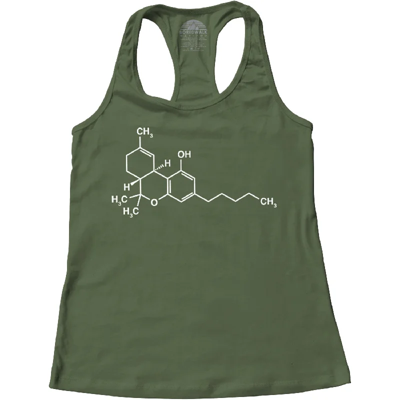 Women's THC Molecule Racerback Tank Top metallic tank top