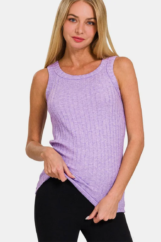 Lavender Summer Tank Top Zenana Ribbed Round Neck Tank ribbed tank top